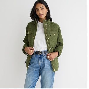 J Crew Quilted Downtown Field Jacket Green Sz S NWT